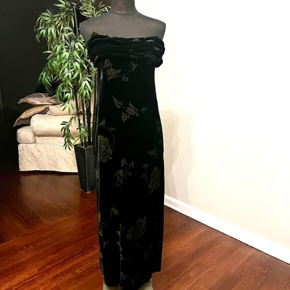 NWT Gorgeous Italian Dress Vintage Andrea Rosati Black Velvet & Silk opened back - Picture 1 of 15